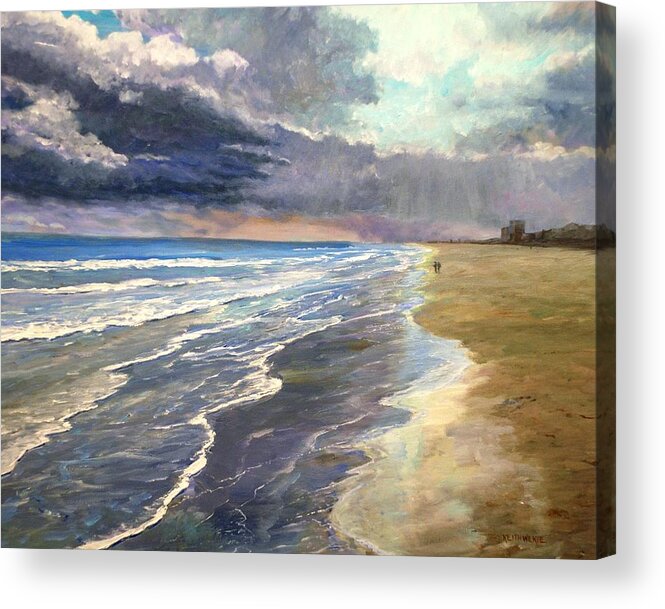 Beach Acrylic Print featuring the painting Evening Stroll by Keith Wilkie