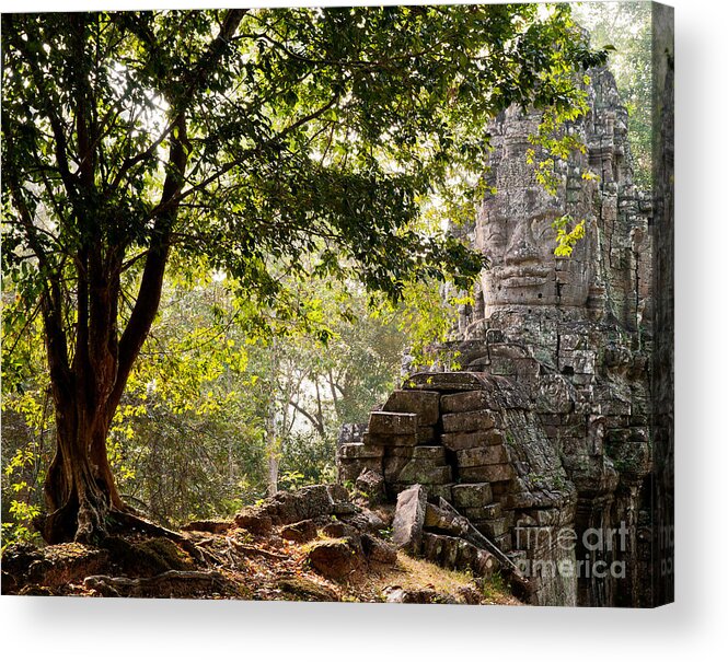 Angkor Acrylic Print featuring the photograph Face In The Forest 01 by Rick Piper Photography