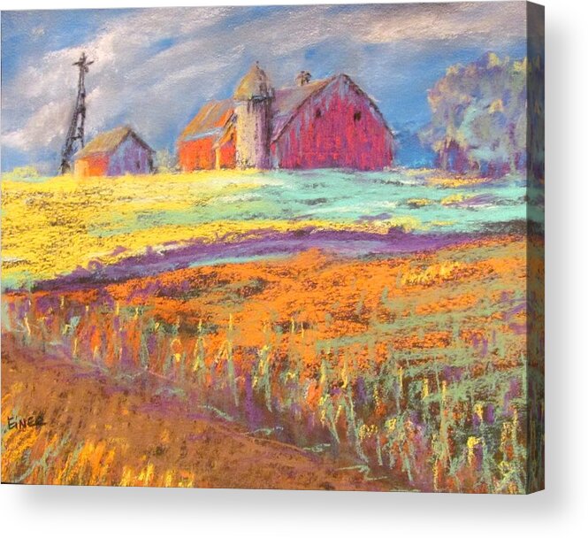 Farm Acrylic Print featuring the painting Farmland Sunset by Terri Einer