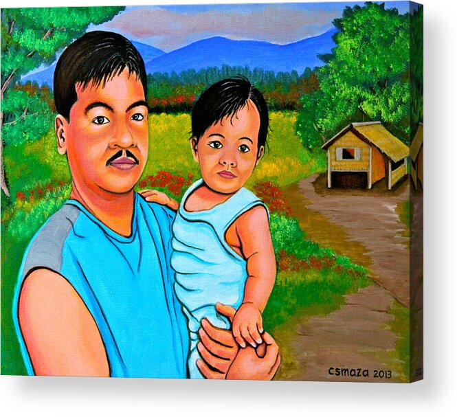 Father And Son Acrylic Print featuring the painting Father and Son by Cyril Maza