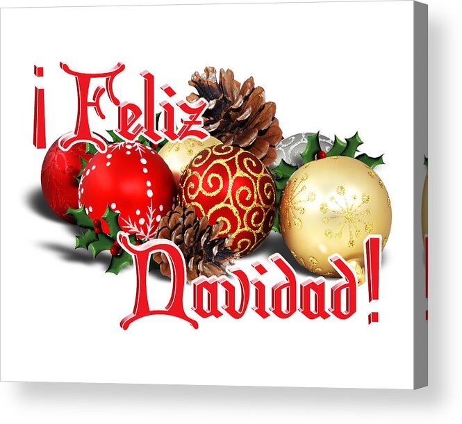 Feliz Navidad Acrylic Print featuring the digital art Feliz Navidad - Ornaments by Gravityx9 Designs