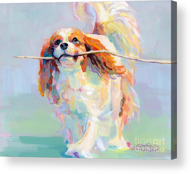 Cavalier King Charles Spaniel Acrylic Print featuring the painting Fiddlesticks by Kimberly Santini