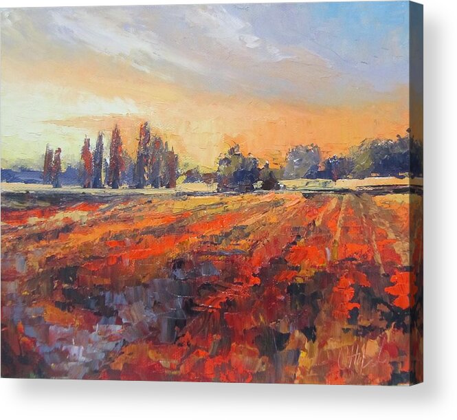 Landscape Acrylic Print featuring the painting Field of Light Oil Painting by Chris Hobel