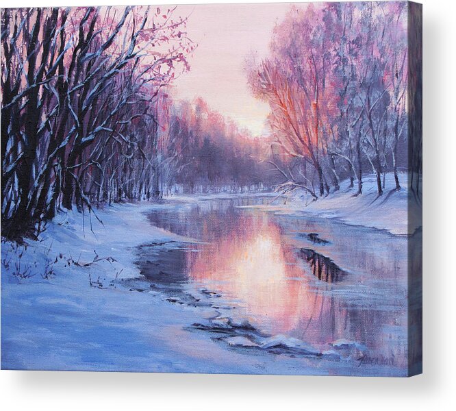 Landscape Acrylic Print featuring the painting First Light by Karen Ilari