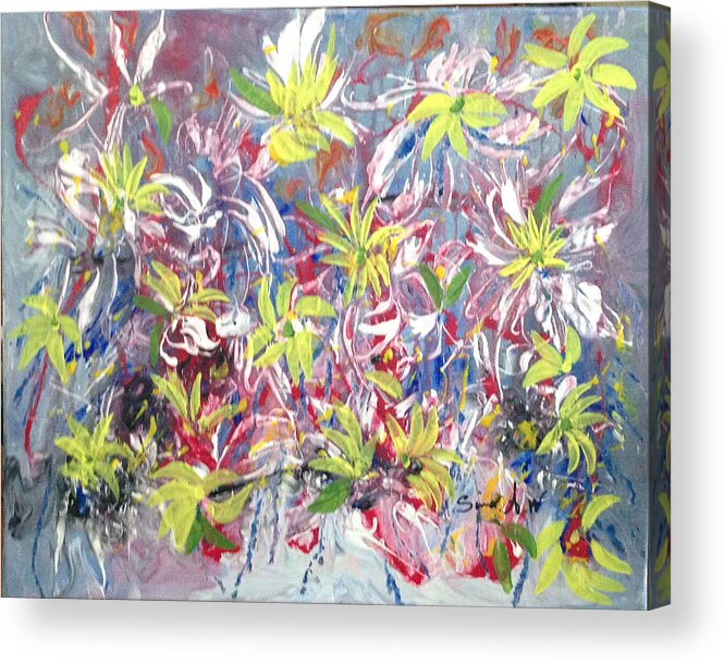 Abstract Acrylic Print featuring the painting Flowers of the Heaven by Sima Amid Wewetzer