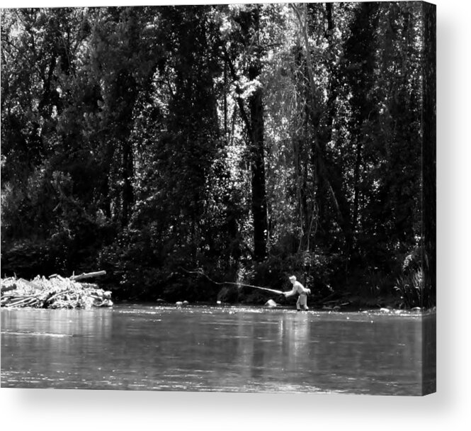 Fishing Acrylic Print featuring the photograph Flyfishing in the Watauga by Cynthia Clark