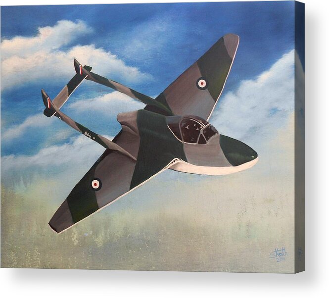 Aircraft Acrylic Print featuring the painting Flying High by Sheri Keith