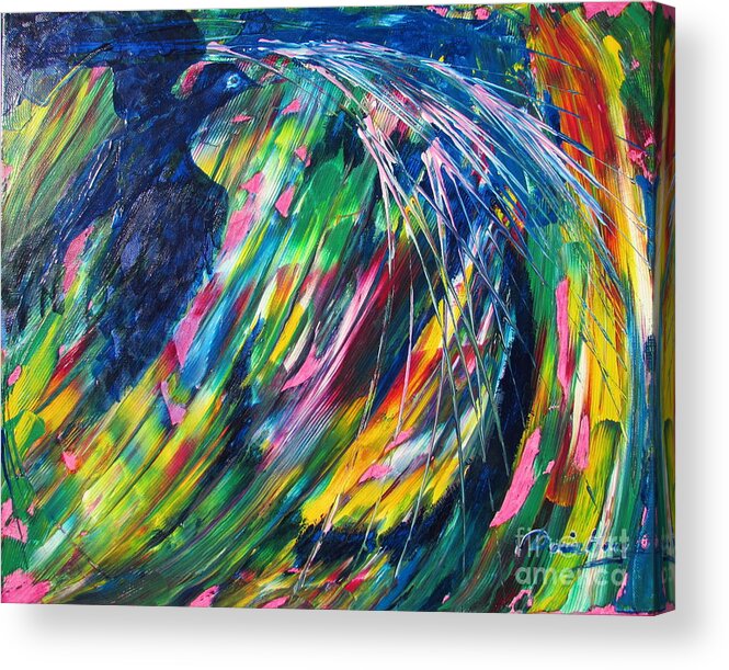 Bird Acrylic Print featuring the painting Flying Through Turbulence by Denise Hoag