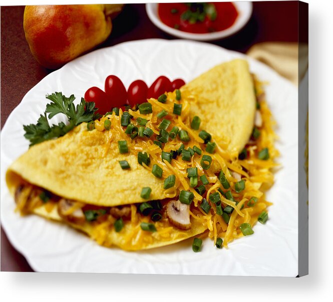 Prepared Acrylic Print featuring the photograph Food - Cheese And Mushroom Omelette by Ed Young