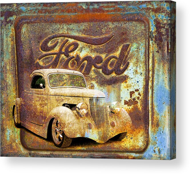 Rust Acrylic Print featuring the photograph Ford Coupe Rust by Steve McKinzie