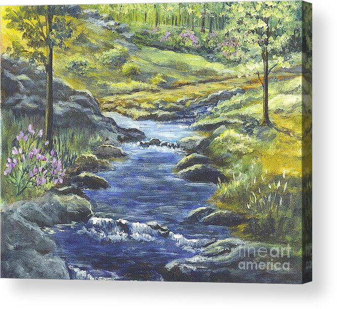 Forest Acrylic Print featuring the painting Forest Glen Brook by Carol Wisniewski