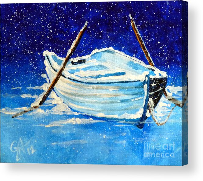 Row Acrylic Print featuring the painting Forgotten Rowboat by Jackie Carpenter