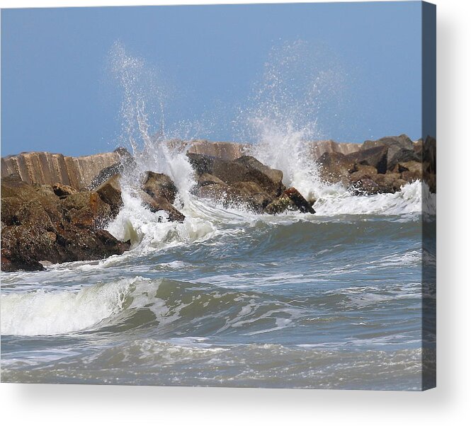 Fort Clinch Acrylic Print featuring the photograph Fort Clinch Rocks and Waves 3 by Cathy Lindsey
