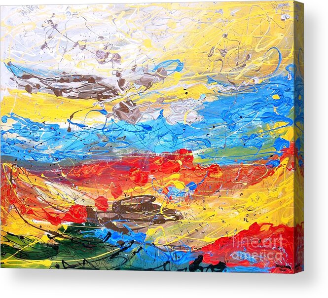 Abstract Acrylic Print featuring the painting Freedom by Rebecca Flores