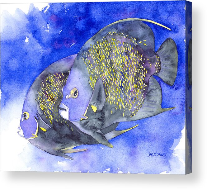 Angelfish Acrylic Print featuring the painting French Angelfish by Pauline Walsh Jacobson