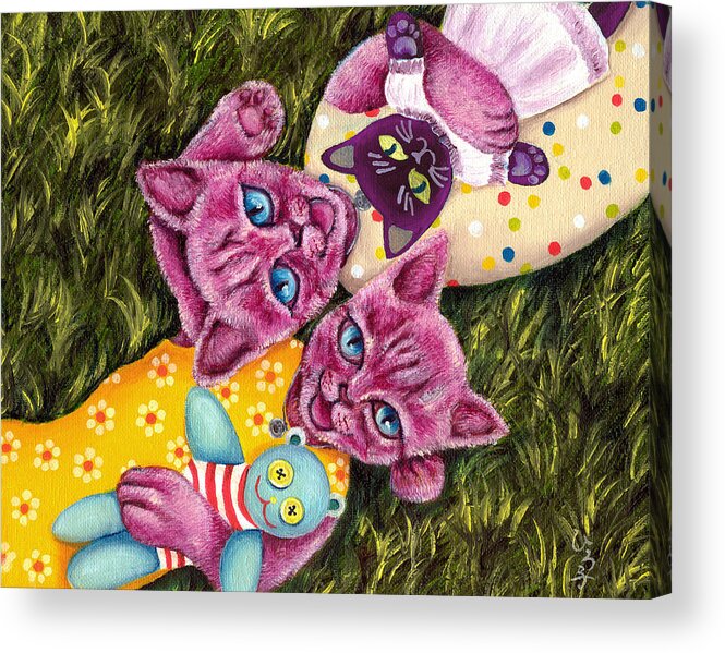 Cat Illustration Acrylic Print featuring the painting From Purple Cat illustration 23 by Hiroko Sakai