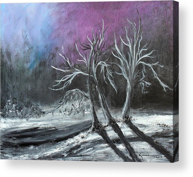 Frozen Moonlight Acrylic Print featuring the painting Frozen Moonlight by Kume Bryant