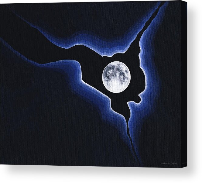 Moon Acrylic Print featuring the painting Full Moon Silver Lining by Janice Dunbar