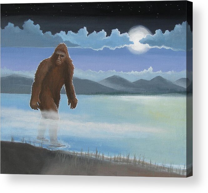 Bigfoot Acrylic Print featuring the painting Fullmoon Squatch by Stuart Swartz