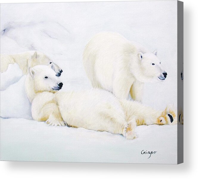 Polar Bears Acrylic Print featuring the painting Gang of brothers by Jean Yves Crispo