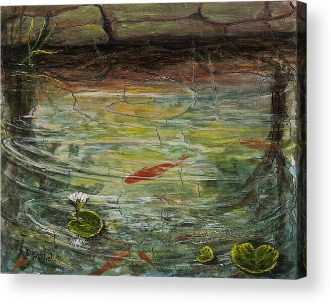 Koi Pond Acrylic Print featuring the painting Garden Pond by Darice Machel McGuire
