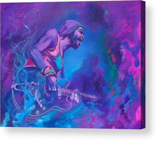 Abstract Acrylic Print featuring the painting Gary Clark Jr. by Kathleen Kelly Thompson