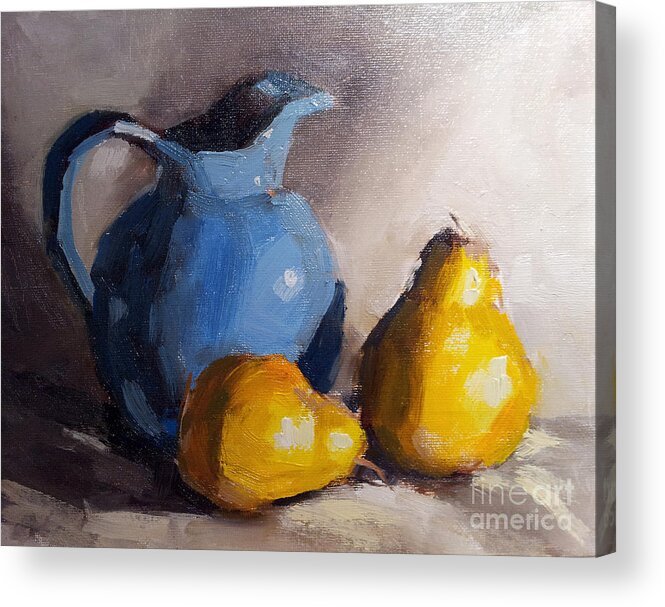 Still Life Acrylic Print featuring the painting Golden Pears by Sandra Smith-Dugan