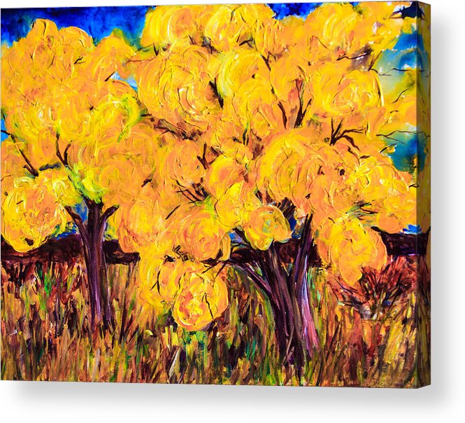 Tree Acrylic Print featuring the painting Golden Tree by Sally Quillin