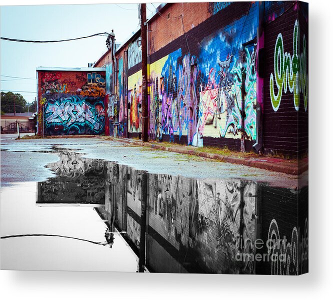 Graffiti Acrylic Print featuring the photograph Graffiti Reflection by Sonja Quintero