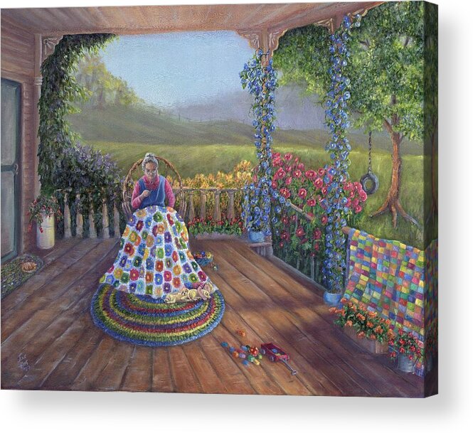 Landscape Acrylic Print featuring the painting Grandma's First Customer by June Hunt