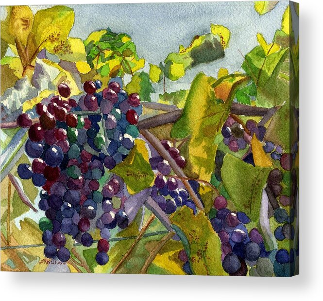Grapes Acrylic Print featuring the painting Grapevines by Lynne Reichhart