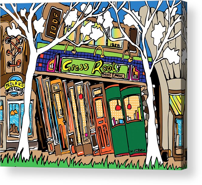 Grass Roots Bookstore Acrylic Print featuring the painting Grass Roots Bookstore by Mike Bergen