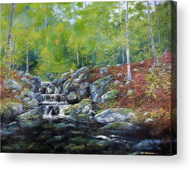 Waterfall Acrylic Print featuring the painting Grotto by Ken Ahlering