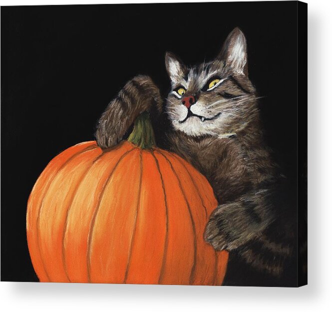 Cat Acrylic Print featuring the painting Halloween Cat by Anastasiya Malakhova
