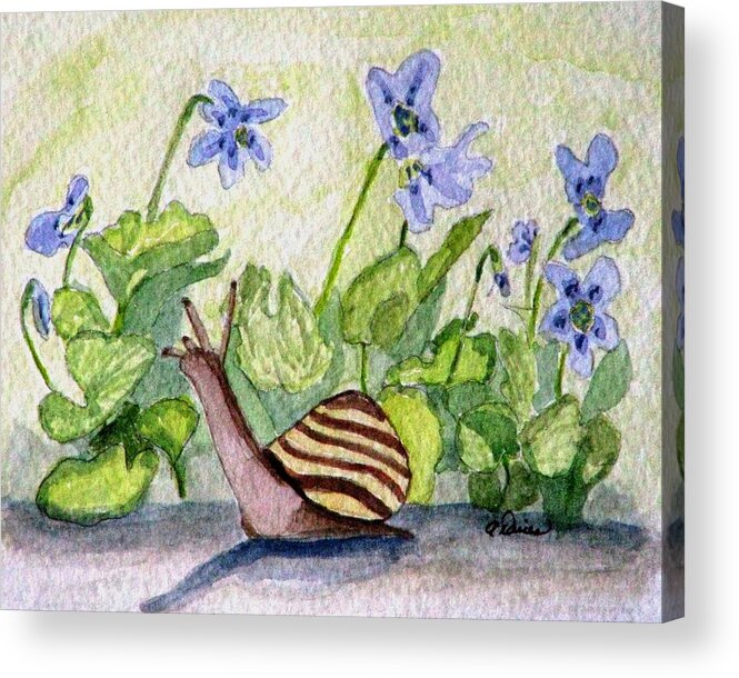 Violets Acrylic Print featuring the painting Harold in the Violets by Angela Davies