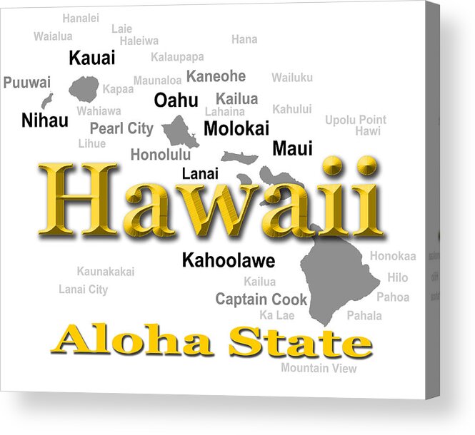 Hawaii Acrylic Print featuring the photograph Hawaii State Pride Map Silhouette by Keith Webber Jr