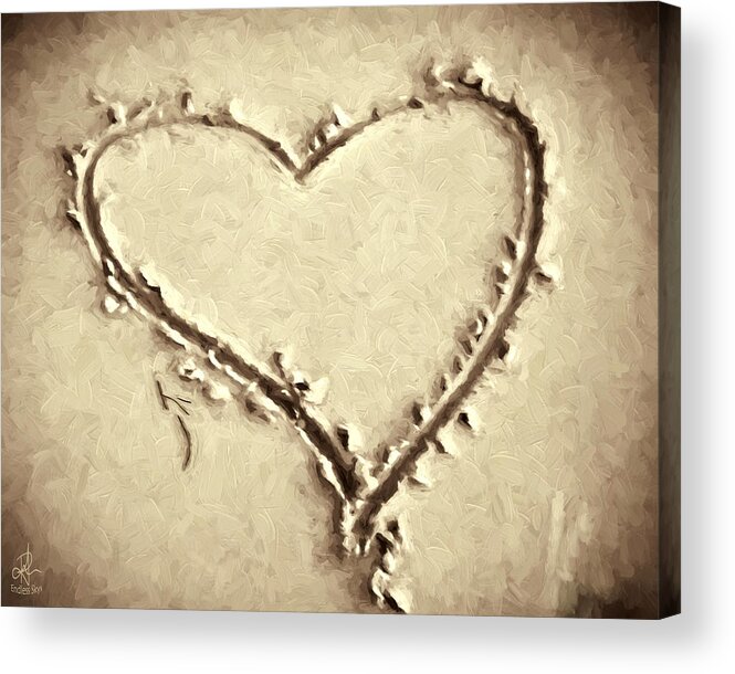 Sand Acrylic Print featuring the digital art Heart In The Sand by Pennie McCracken
