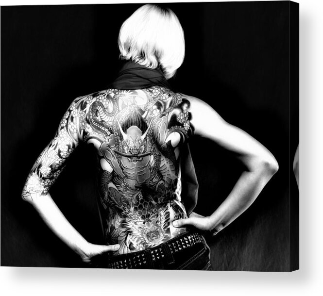 Black And White Acrylic Print featuring the photograph Heather the Tatooed Lady by Robert FERD Frank