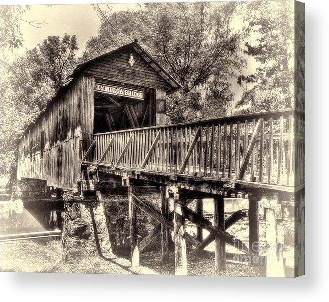 Ken Johnson Acrylic Print featuring the photograph Historic Kymulga Covered Bridge Toned by Ken Johnson
