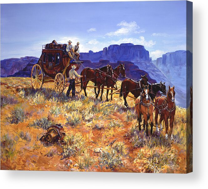 Stagecoach Acrylic Print featuring the painting Hitchin by Page Holland