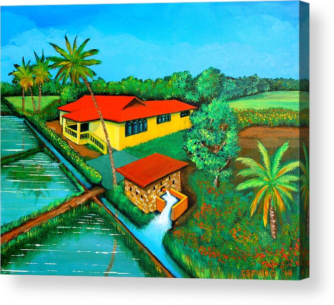 House Acrylic Print featuring the painting House with a Water Pump by Cyril Maza