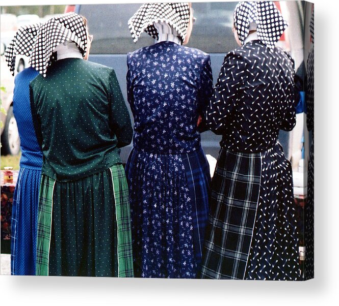 People Acrylic Print featuring the photograph Hutterite Women at the Market by Gerry Bates