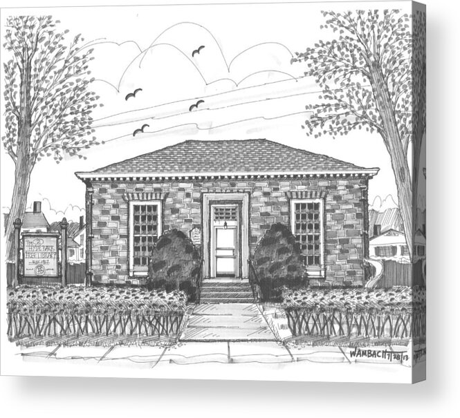 Hyde Park Acrylic Print featuring the drawing Hyde Park Public Library by Richard Wambach