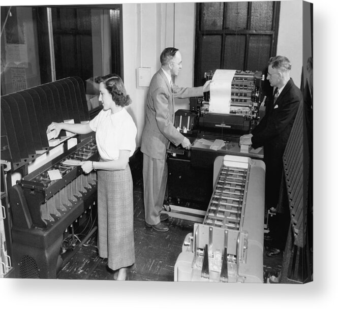 1035-791 Acrylic Print featuring the photograph IBM Punch Card Machines by Underwood Archives