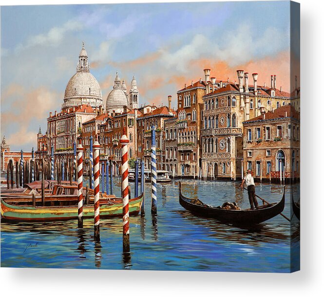 Venice Acrylic Print featuring the painting il Canal Grande e il gondoliere by Guido Borelli