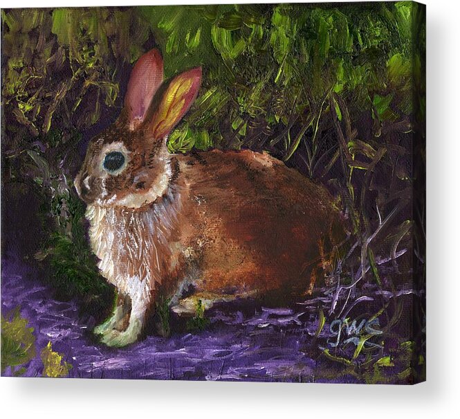 Rabbit Acrylic Print featuring the painting In a Safe Place by Gloria Condon