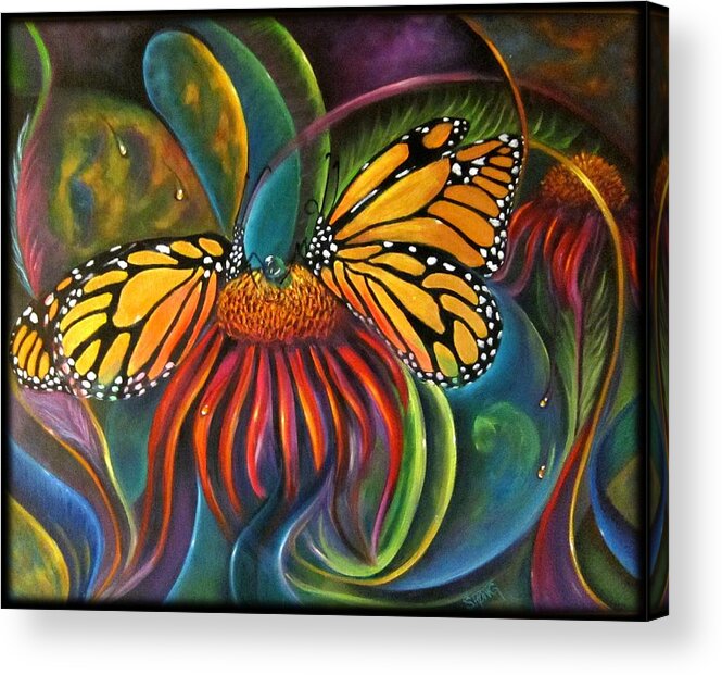 Curvismo Acrylic Print featuring the painting In The Garden by Sherry Strong