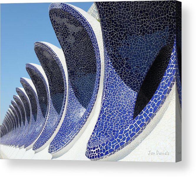 Street Scene Acrylic Print featuring the photograph Infinite Blue in Valencia by Jan Daniels