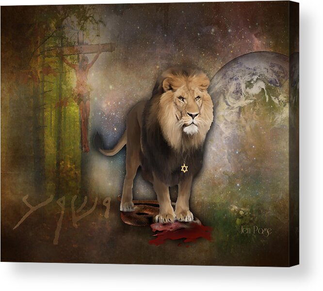 Lion Acrylic Print featuring the digital art It is Finished by Jennifer Page