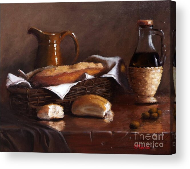 Bread Acrylic Print featuring the painting Italian Cuisine by Viktoria K Majestic
